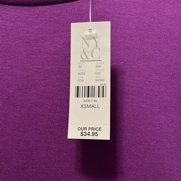 NWT—Purple Cap-Sleeve 100% Cotton Dress - Picture 6 of 6